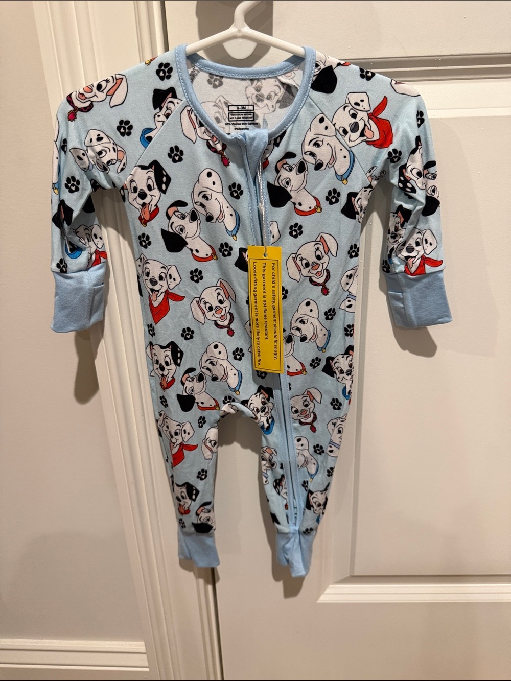 Baby Light Blue Dalmatian Print Bamboo Zip One-Piece size 0-3 months NWT